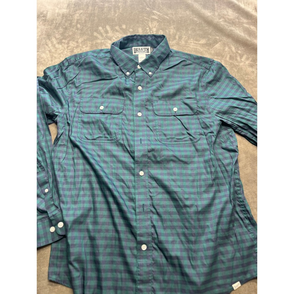 Duluth Trading Co Mens‎ Large Standard Fit Plaid Button Up Shirt Long Sleeve